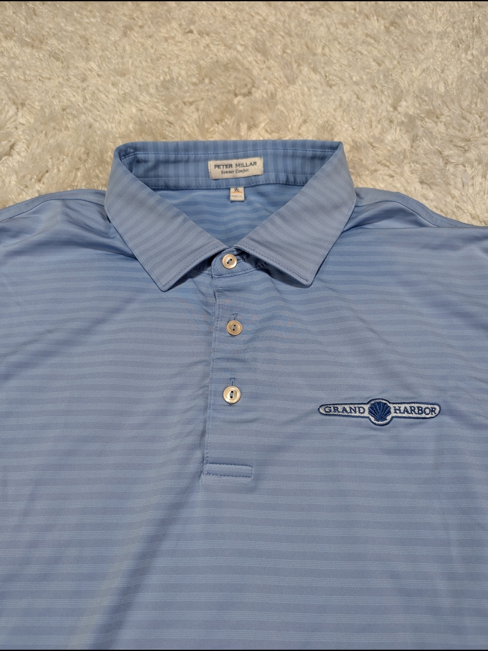 Peter Millar Grand Harbor Golf And Beach Club Light Blue Men's Polo